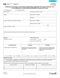Form CPT52 Certificate of Coverage Under the Canada Pension Plan Pursuant to Article VII of the Agreement on Social Security Between Canada and France - Canada, Page 2