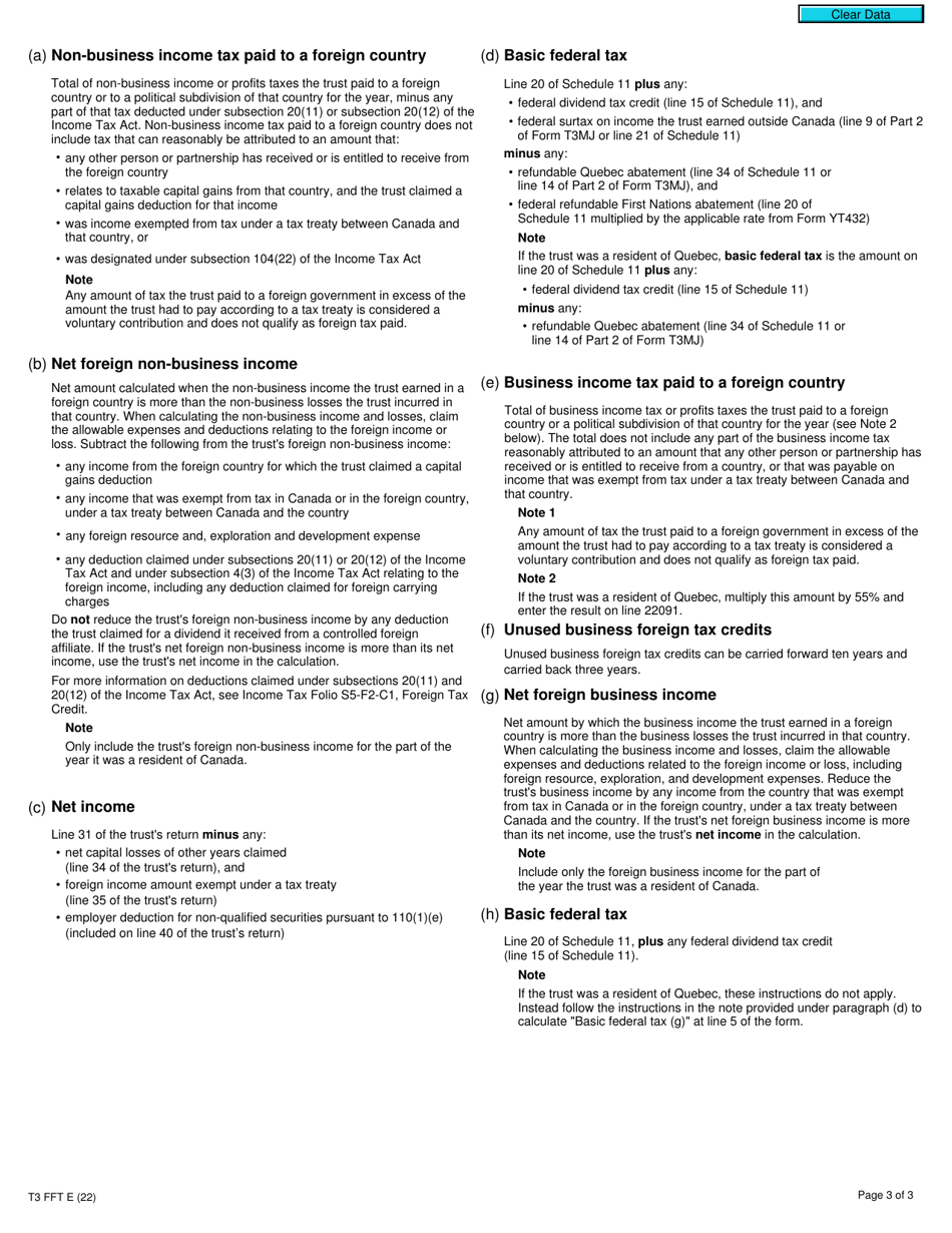 Form T3 FFT T3 Federal Foreign Tax Credits for Trusts - Canada, Page 3