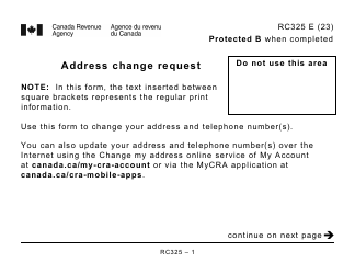 Document preview: Form RC325 Address Change Request - Large Print - Canada