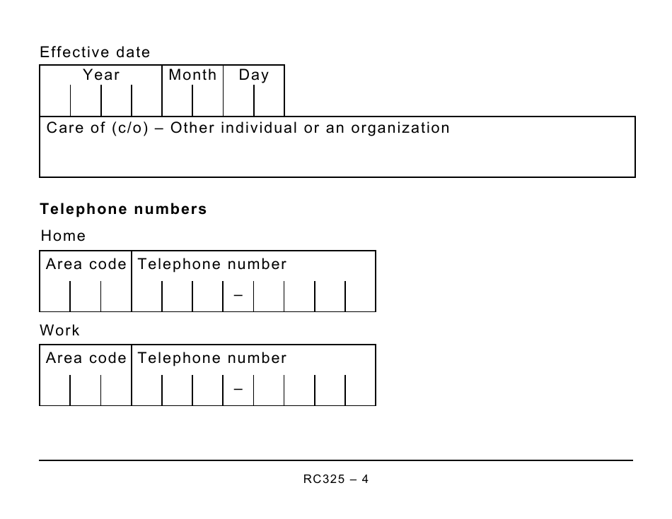 Form RC325 Address Change Request - Large Print - Canada, Page 4