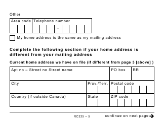 Form RC325 Address Change Request - Large Print - Canada, Page 5