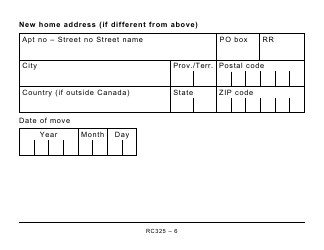 Form RC325 Address Change Request - Large Print - Canada, Page 6