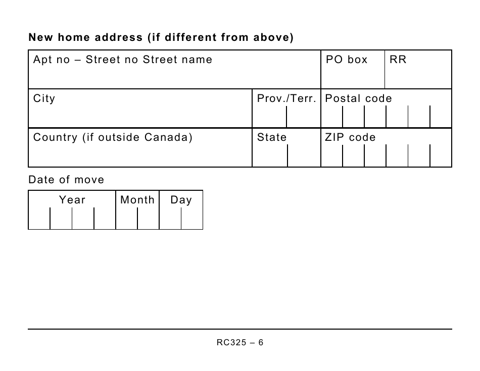 Form RC325 Address Change Request - Large Print - Canada, Page 6