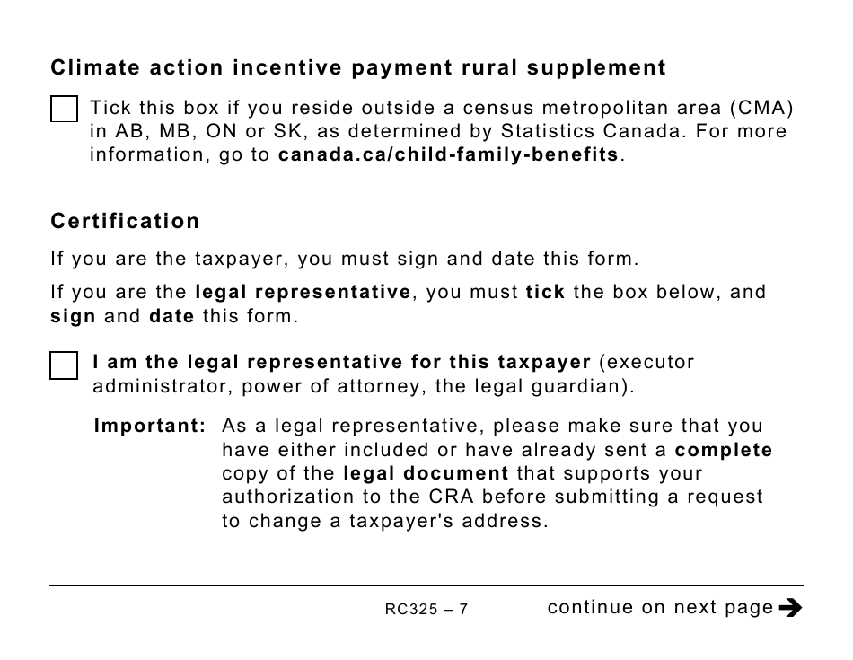 Form RC325 Address Change Request - Large Print - Canada, Page 7