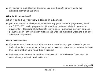 Form RC325 Address Change Request - Large Print - Canada, Page 9