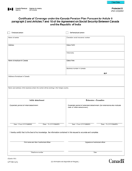 Form CPT169 Certificate of Coverage Under the Canada Pension Plan Pursuant to Articles 6, 7 and 10 of the Agreement on Social Security Between Canada and Republic of India - Canada, Page 2