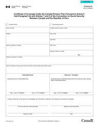 Form CPT172 Certificate of Coverage Under the Canada Pension Plan Pursuant to Article 6 Sub-paragraph (B) and Articles 7 and 9 of the Convention on Social Security Between Canada and the Republic of Peru - Canada, Page 2