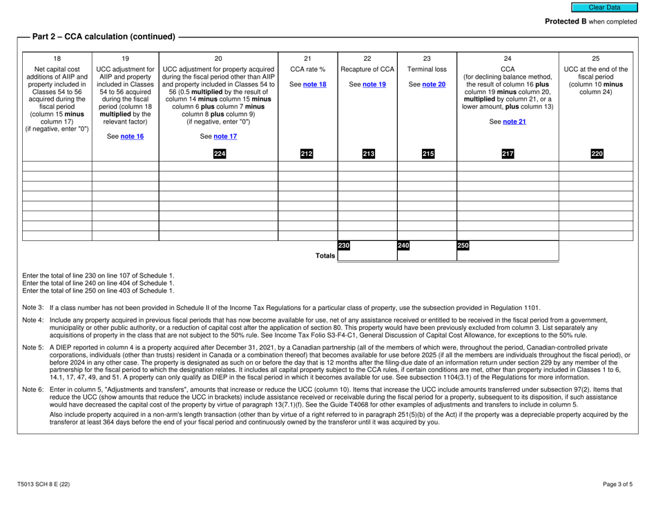 Form T5013 Schedule 8 Capital Cost Allowance (Cca) - Canada, Page 3