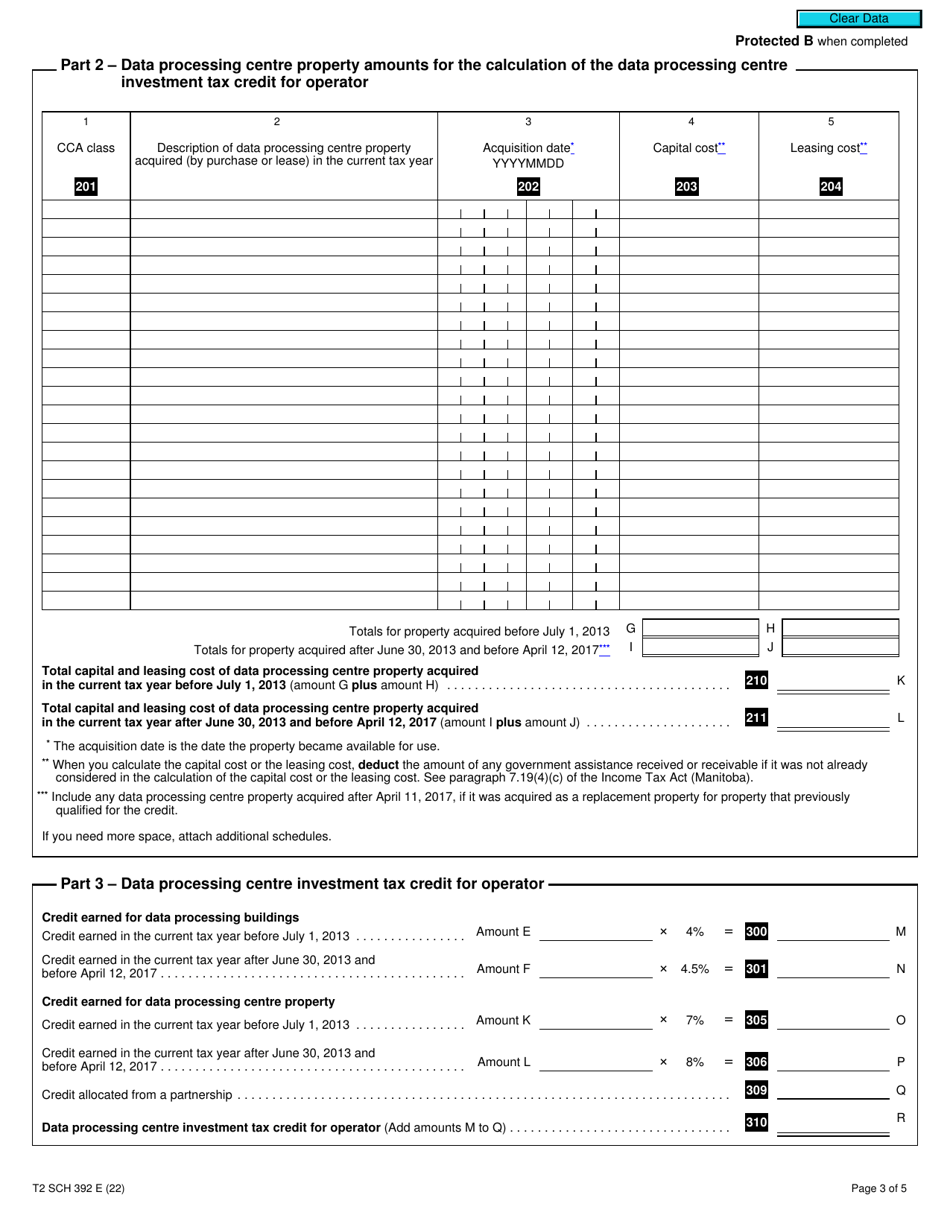 Form T2 Schedule 392 Manitoba Data Processing Investment Tax Credits (2013 and Later Tax Years) - Canada, Page 3