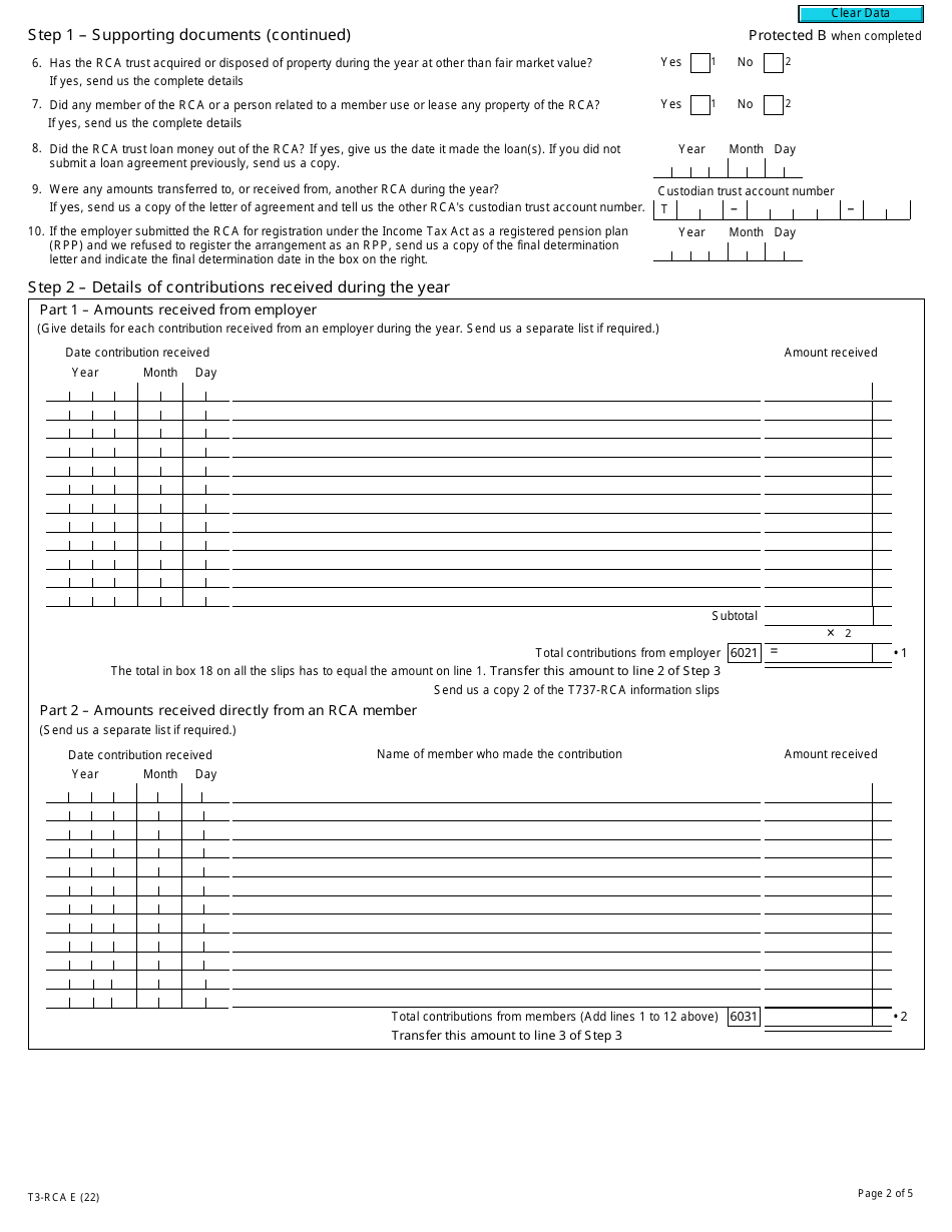 Form T3-RCA Retirement Compensation Arrangement (Rca) Part XI.3 Tax Return - Canada, Page 2