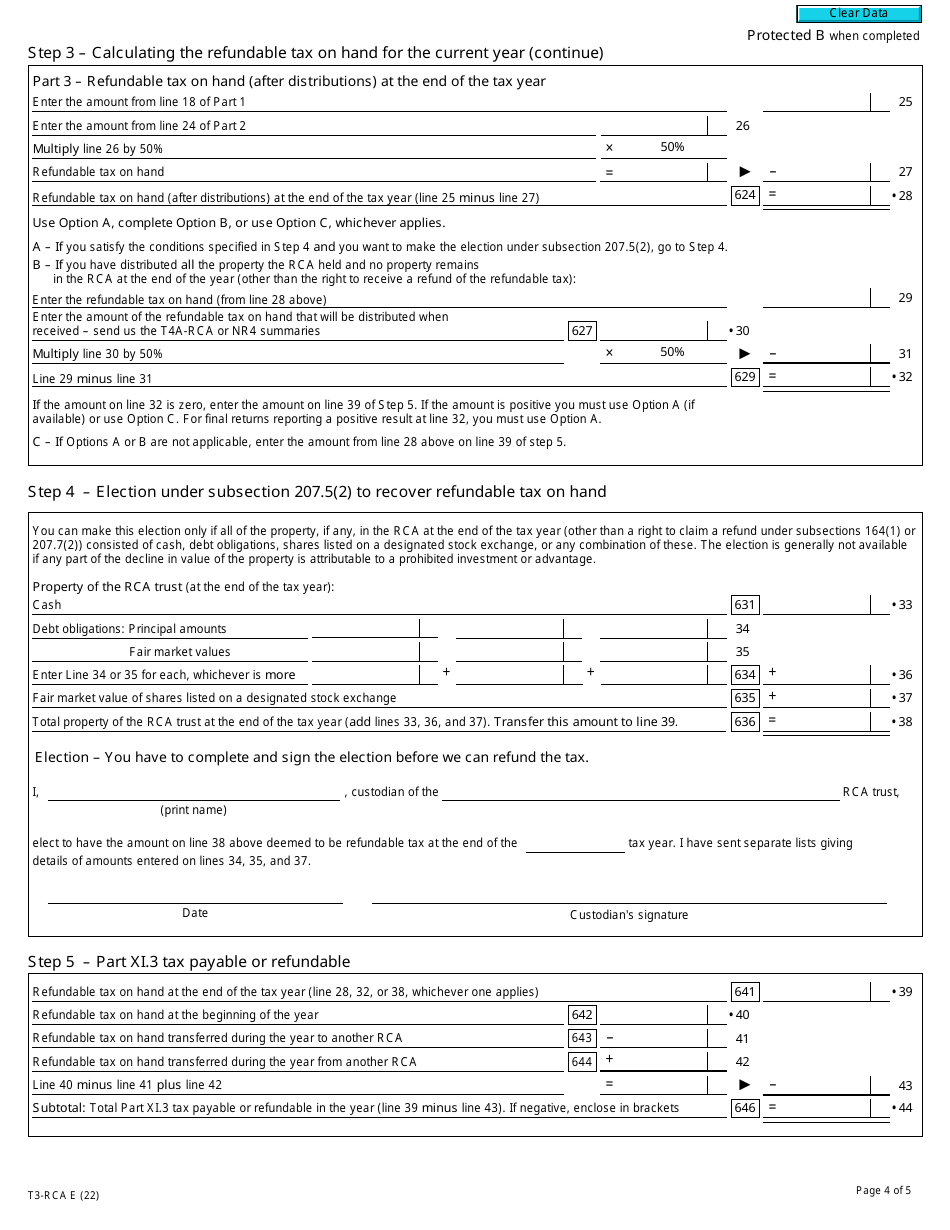 Form T3-RCA Retirement Compensation Arrangement (Rca) Part XI.3 Tax Return - Canada, Page 4