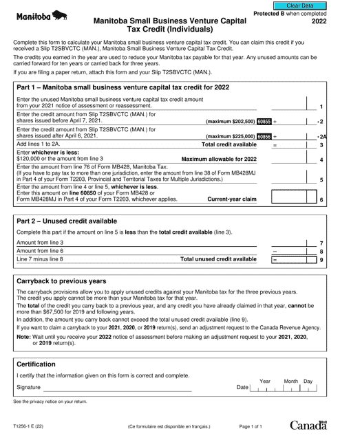 Form T1256-1 2022 Printable Pdf