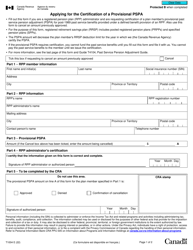 Form T1004 Applying for the Certification of a Provisional Pspa - Canada