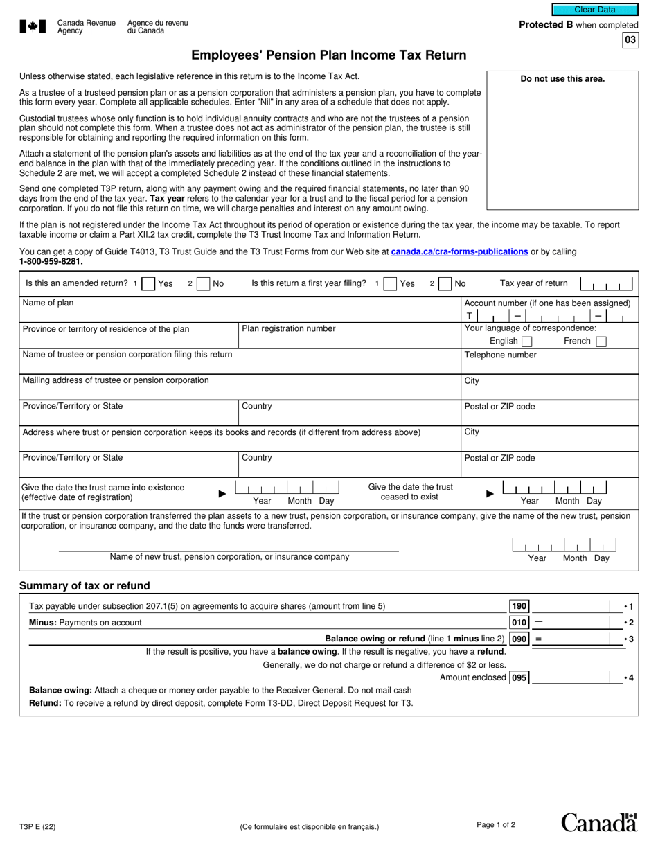 Form T3P Download Fillable PDF Or Fill Online Employees Pension Plan 