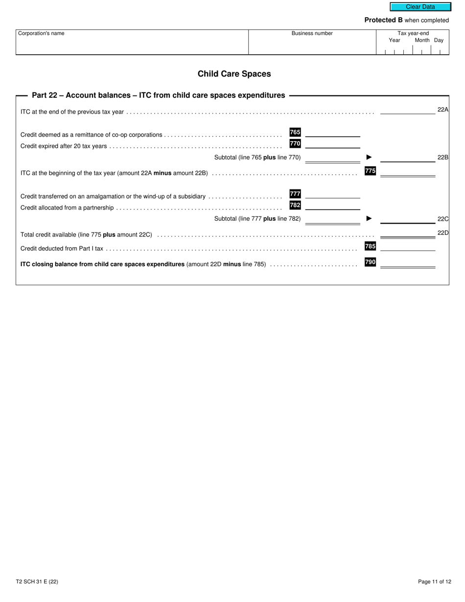 Form T2 Schedule 31 Investment Tax Credit - Corporations (2021 and Later Tax Years) - Canada, Page 11