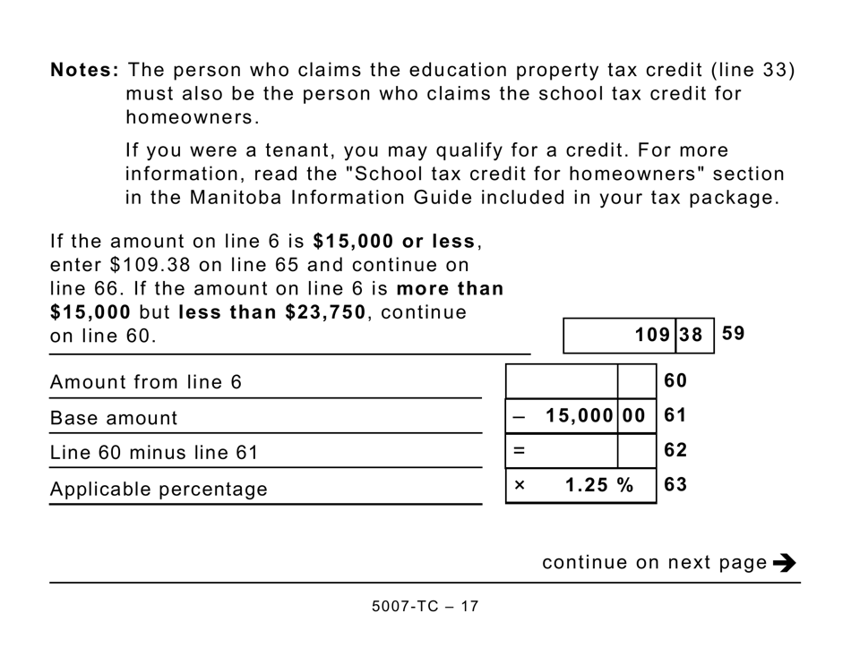Form 5007-TC (MB479) Manitoba Credits (Large Print) - Canada, Page 17