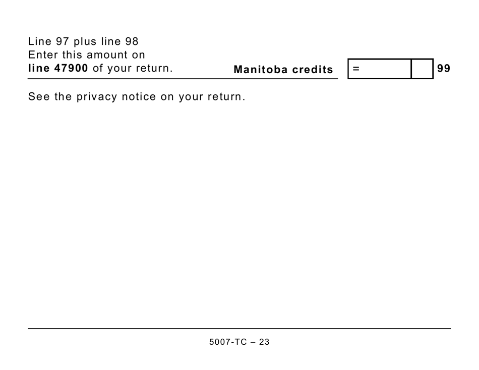 Form 5007-TC (MB479) Manitoba Credits (Large Print) - Canada, Page 23