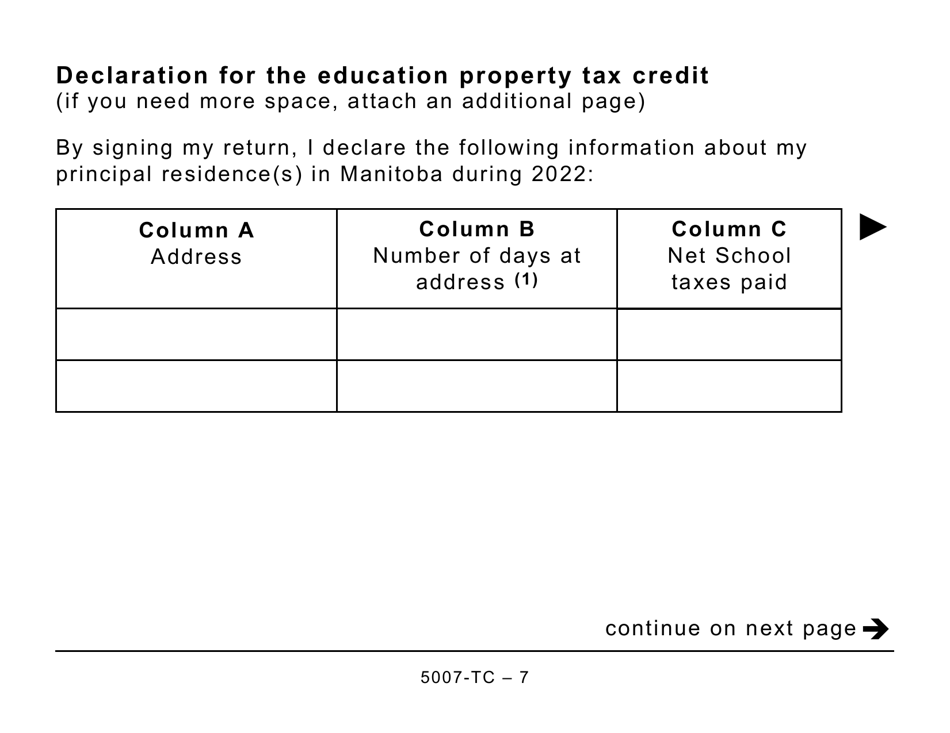 Form 5007-TC (MB479) Manitoba Credits (Large Print) - Canada, Page 7