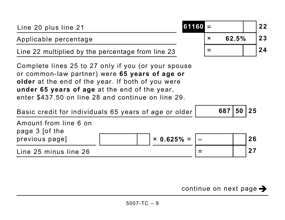 Form 5007-TC (MB479) Manitoba Credits (Large Print) - Canada, Page 9