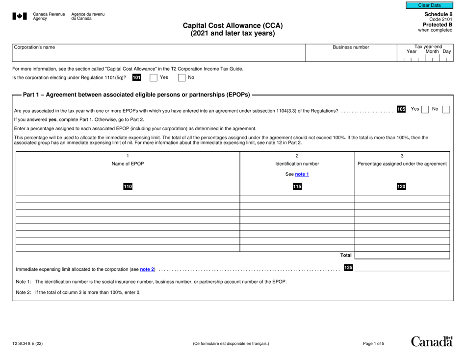 Form T2 Schedule 8 Capital Cost Allowance (Cca) (2021 and Later Tax Years) - Canada, Page 1