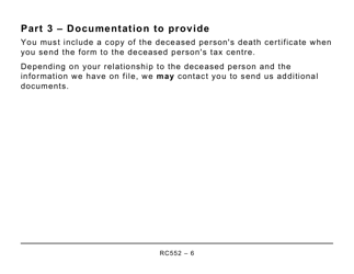 Form RC552 Appointing a Representative for a Deceased Person (Large Print) - Canada, Page 6