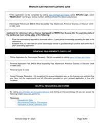 Electrologist Licensing Guide - Licensure Requirements Checklist - Michigan, Page 3