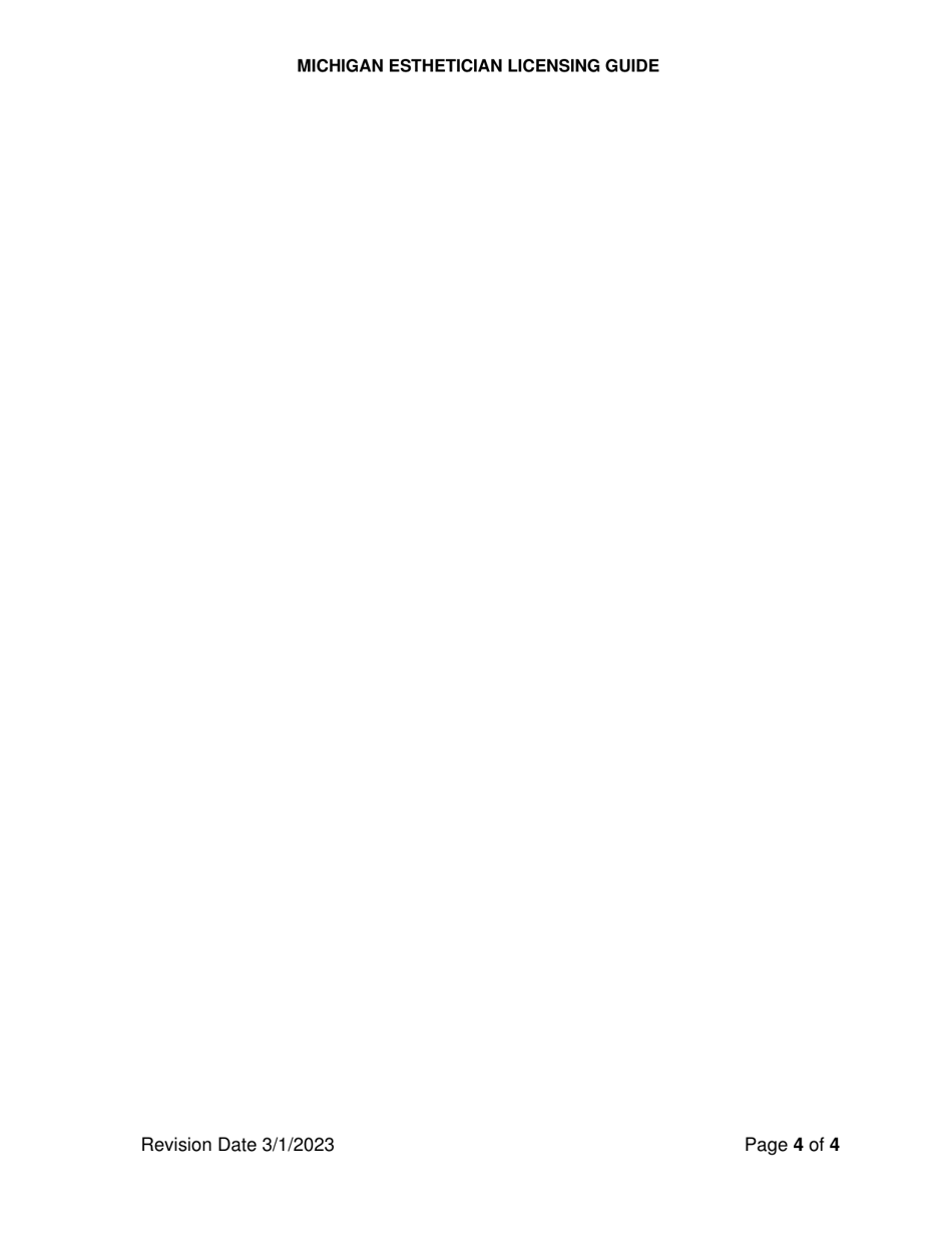 Esthetician Licensing Guide - Licensure Requirements Checklist - Michigan, Page 4