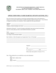 Document preview: Form BRT-026 Application for a Name Search (Captain's License, Etc.) - Virginia