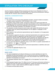 Document preview: Stipulation Tips Checklist - Michigan