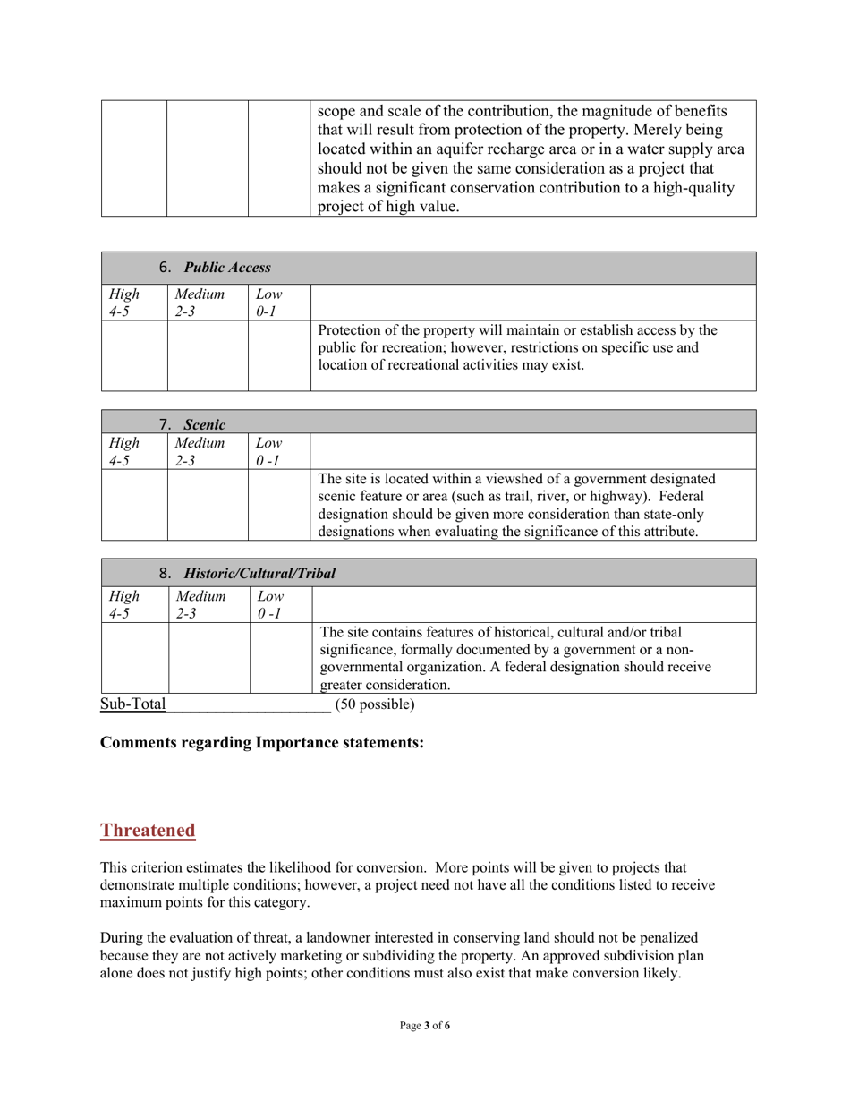 Forest Legacy Program Scoring Guidance - Washington, Page 3