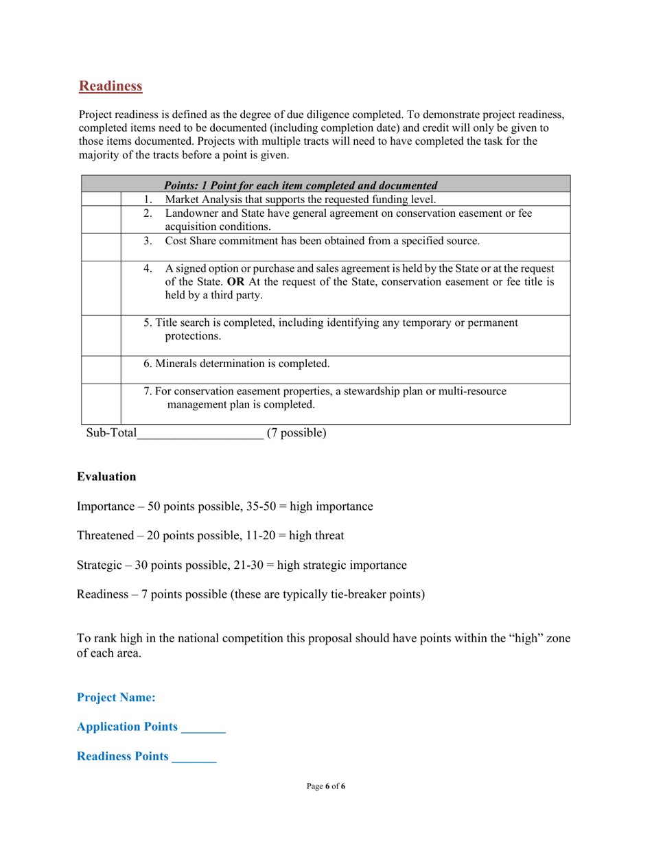 Forest Legacy Program Scoring Guidance - Washington, Page 6