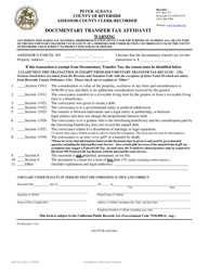 Document preview: Form ACR521 Documentary Transfer Tax Affidavit - County of Riverside, California