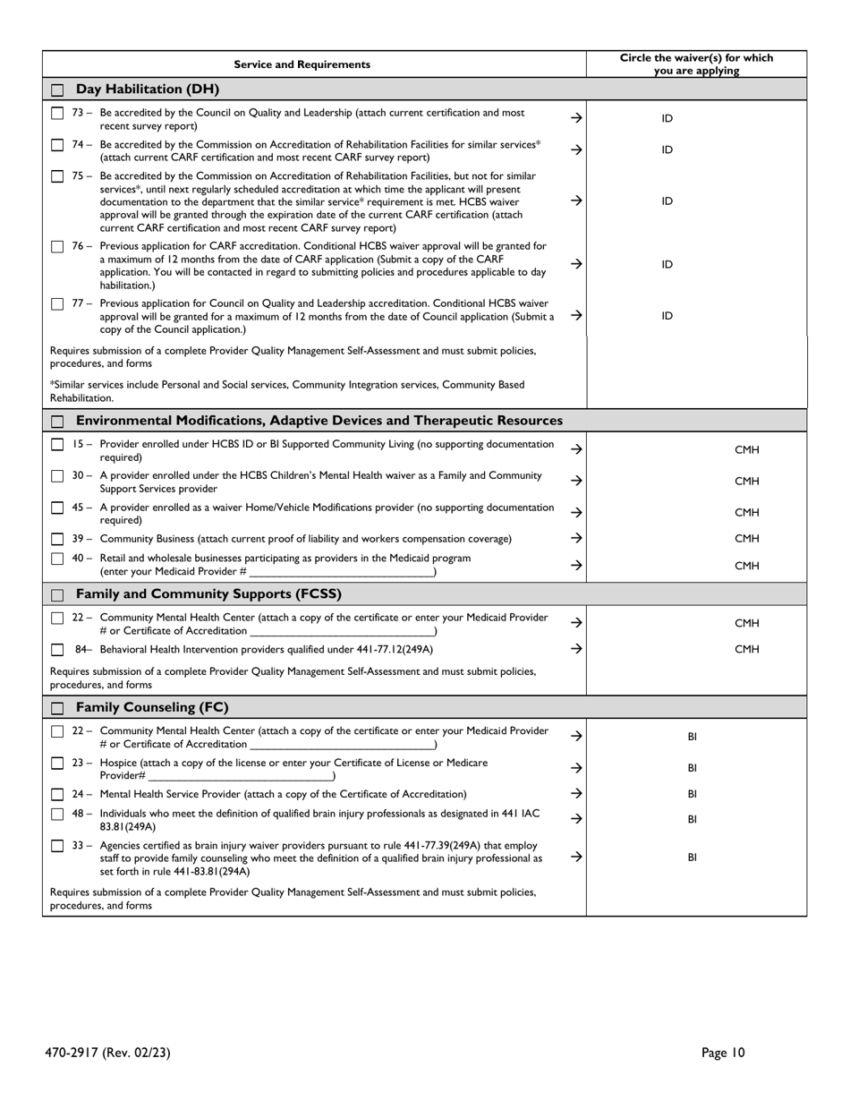 Form 470-2917 Iowa Medicaid Universal Home-And Community-Based (Hcbs) Waiver Provider Application - Iowa, Page 10