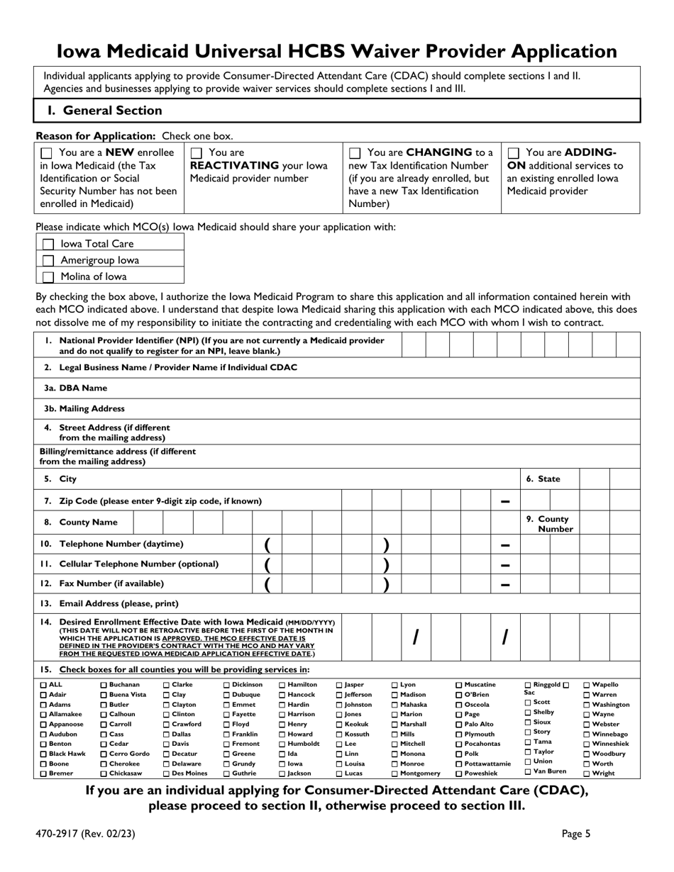 Form 470-2917 Iowa Medicaid Universal Home-And Community-Based (Hcbs) Waiver Provider Application - Iowa, Page 5