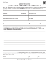 Document preview: Form 13-9 Application for Credit or Refund of State and Local Sales or Use Tax - Oklahoma