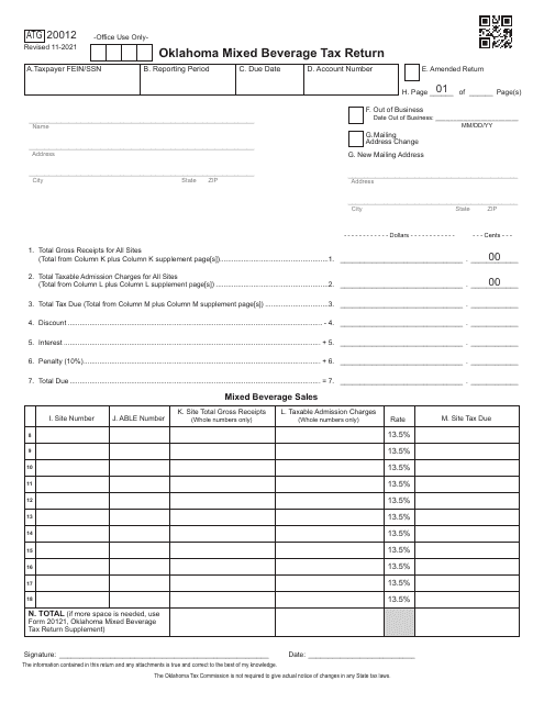 Form ATG20012  Printable Pdf
