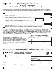 Form OW-8-ESC Partnership Estimated Tax Worksheet for Corporations, Partnerships and Trusts - Oklahoma
