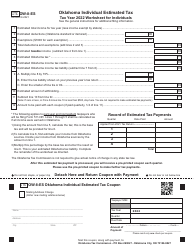 Document preview: Form OW-8-ES Oklahoma Individual Estimated Tax Worksheet for Individuals - Oklahoma, 2022