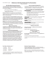Form OW-8-ES Oklahoma Individual Estimated Tax Worksheet for Individuals - Oklahoma, Page 2