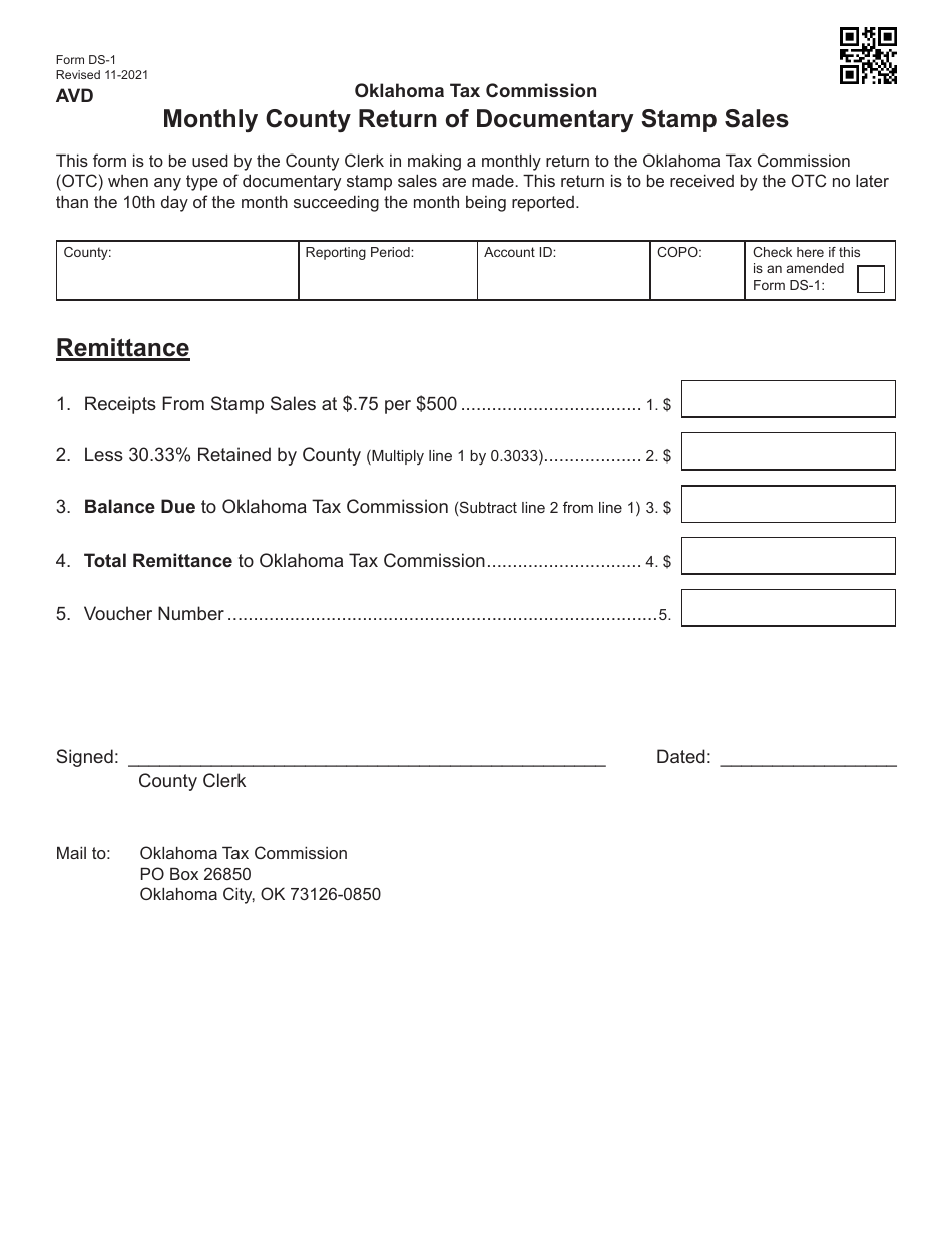 Form DS1 Fill Out, Sign Online and Download Fillable PDF, Oklahoma