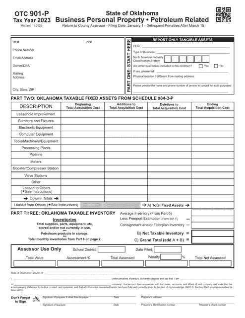 OTC Form 901-P Business Personal Property - Petroleum Related - Oklahoma, 2023