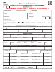 Form 340 Production Unit Number Registration or Change Request - Oklahoma