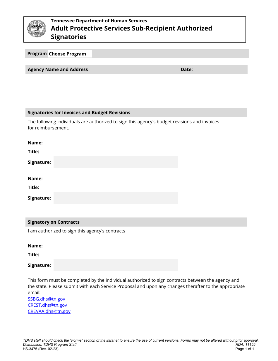 Form HS3475 Fill Out, Sign Online and Download Fillable PDF, Tennessee Templateroller