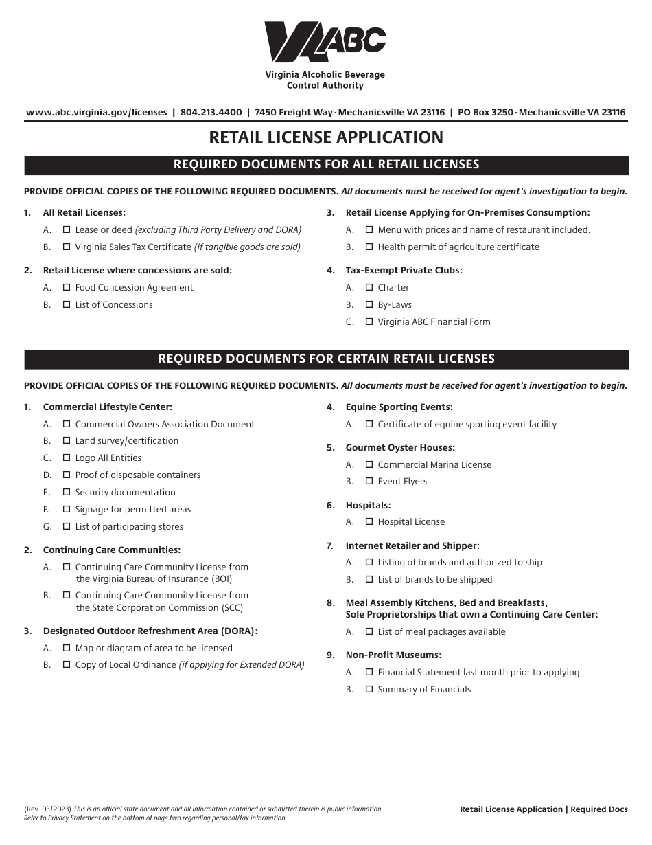 Retail License Application - Virginia, Page 15