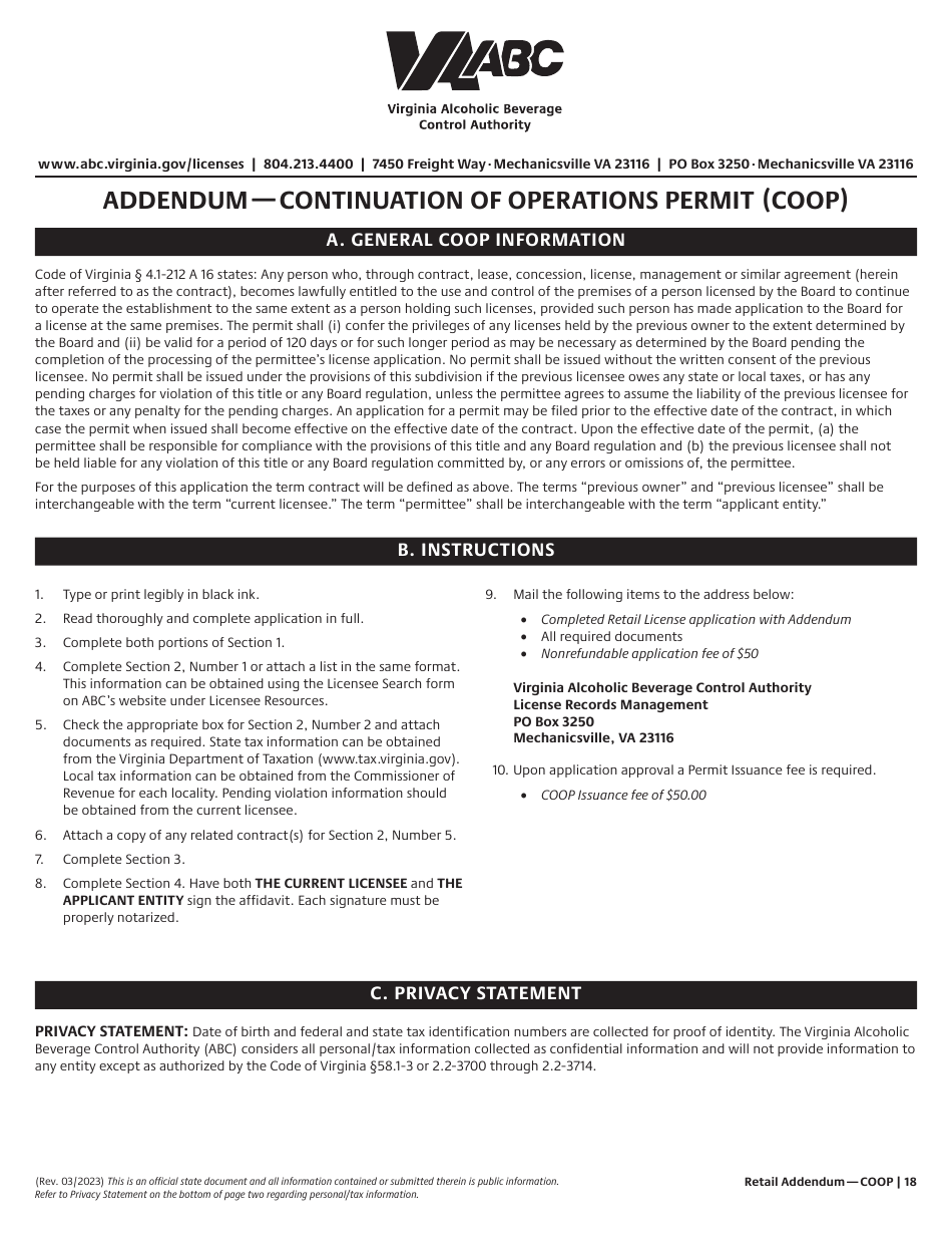 Retail License Application - Virginia, Page 18