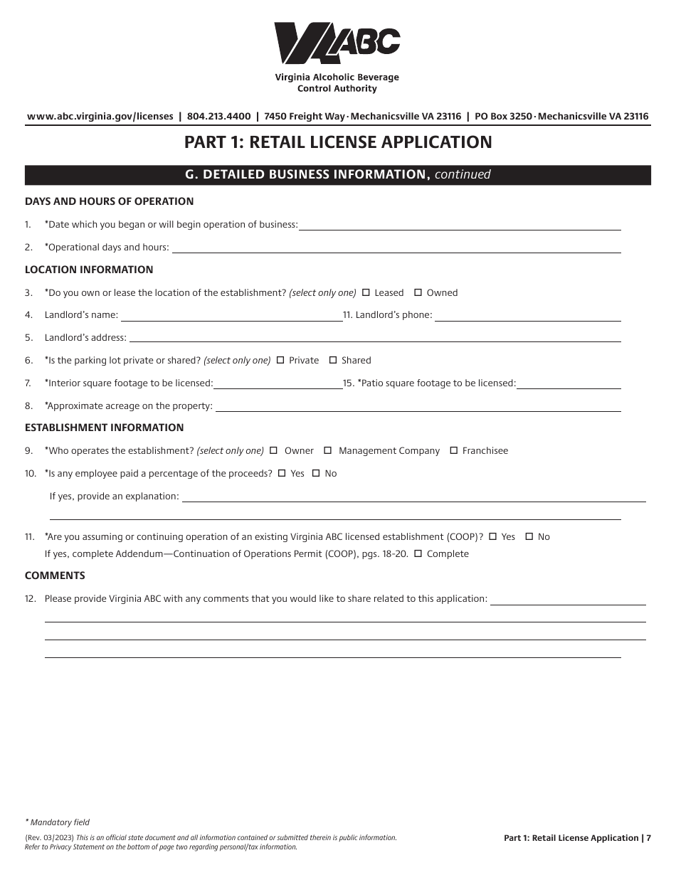 Retail License Application - Virginia, Page 7