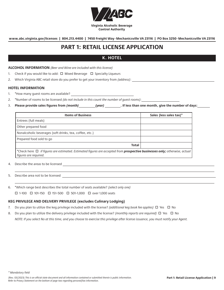 Retail License Application - Virginia, Page 9