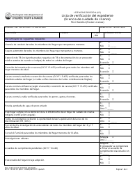 DCYF Formulario 10-182 Lista De Verificacion Del Expediente (Licencia De Cuidado De Crianza) - Washington (Spanish)