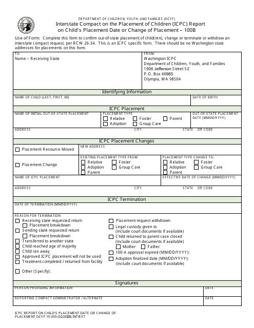 DCYF Form 15-093  Printable Pdf