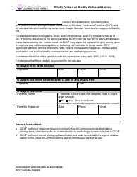 Document preview: DCYF Form 16-235 Photo, Video or Audio Release Waiver - Washington